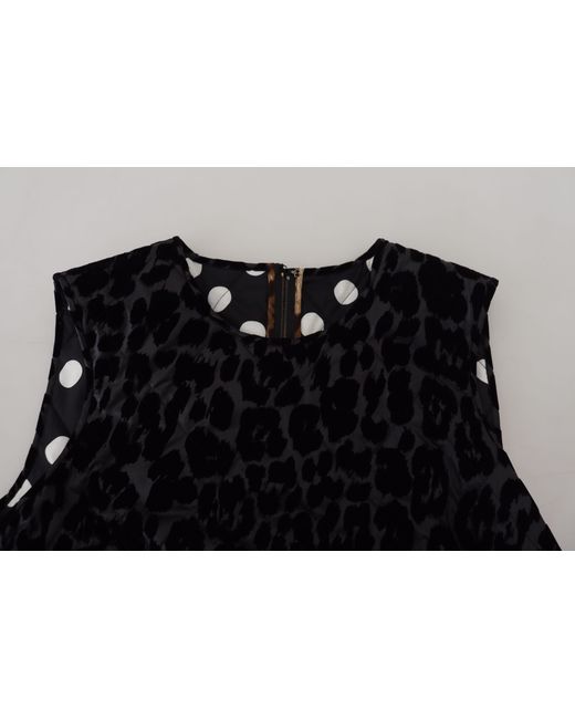 Dolce & Gabbana Black Elegant Leopard Pattern Mini Shift Dres