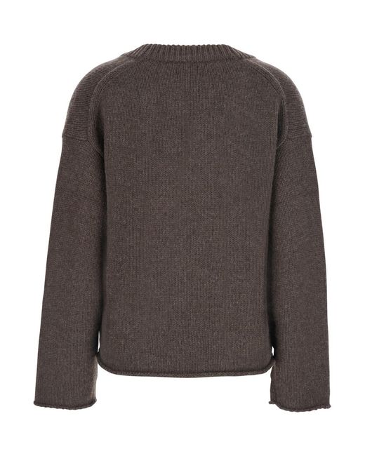 Loulou de Saison Brown U-Neck Sweater Derry Lds Cashmere Tops