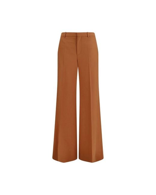Chloé Brown Orange Cotton Flared Pants