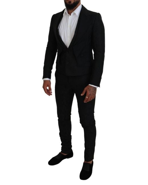 Dolce & Gabbana Black Polyester 2 Piece Martini Suit for men