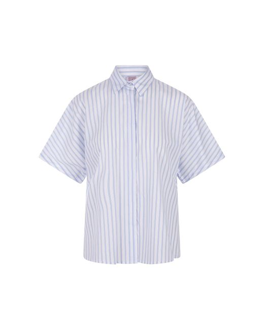 Stella Jean White And Striped Shirt With Short Sleeves