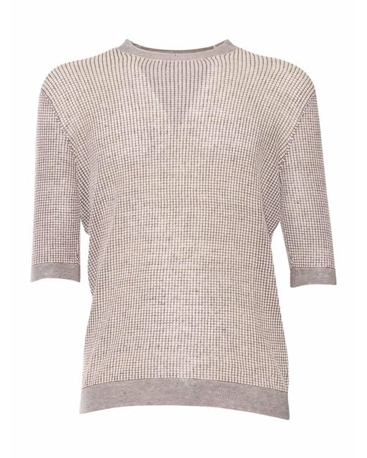 Ballantyne Natural Short Sleeve Pillover Cotton Linen Turtleneck for men