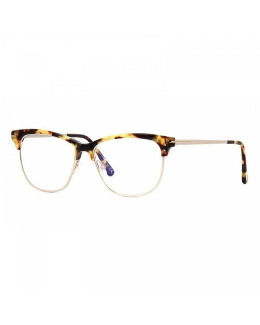 Tom Ford Brown Eyeglasses Square Full Rim, Frame And Clear Demo Lenses Lens Tf5546-B056
