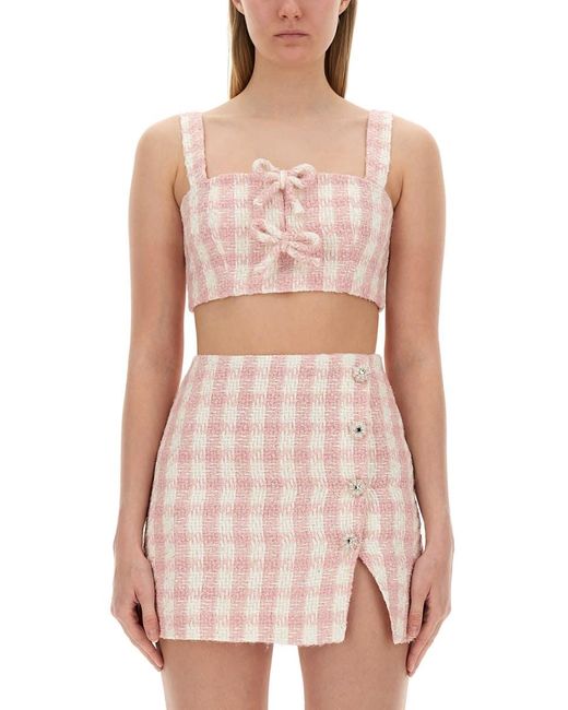 Self-Portrait Pink Short Top With Bows