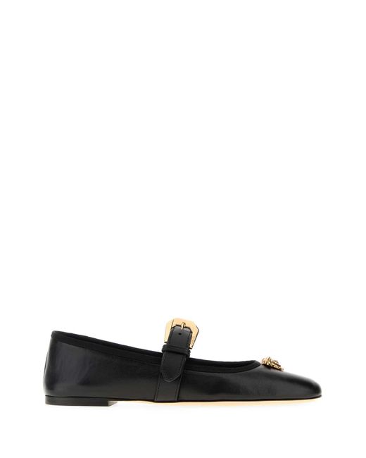 Versace Black Nappa Leather Ballerinas