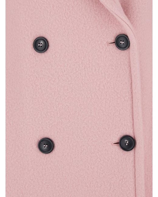 Sportmax Pink Virgin Wool Double-Breasted Coat