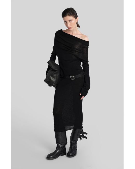 Ann Demeulemeester Barbro Long Dress In Black Wool