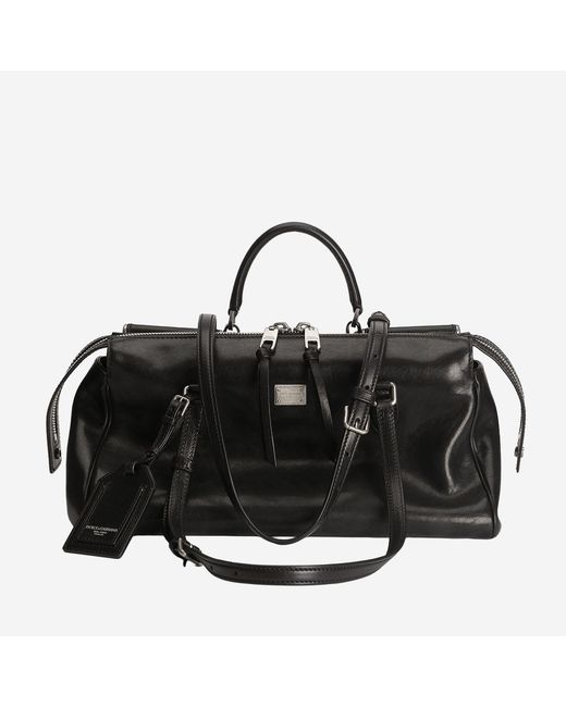 Dolce & Gabbana Black Calfskin Shoulder Bag With Charm