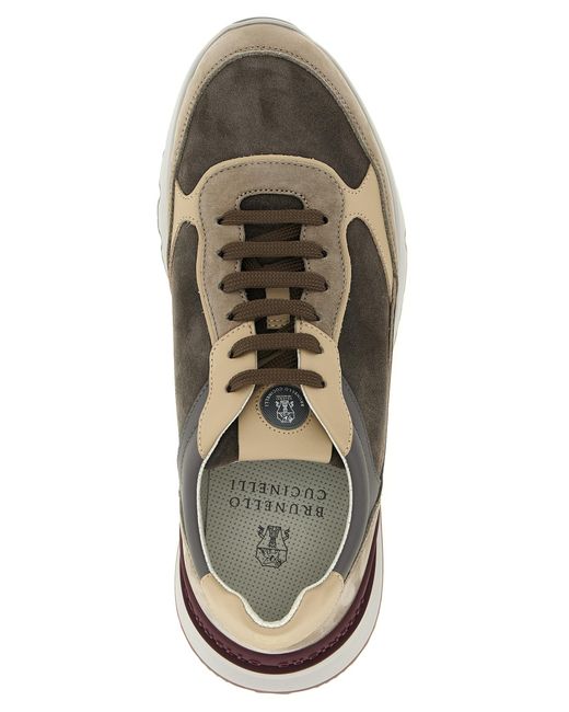 Brunello Cucinelli Gray Calfskin Athletic Sneakers for men