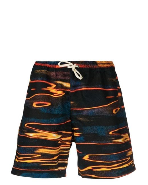 BLUE SKY INN Black Printed Swimming Trunks for men
