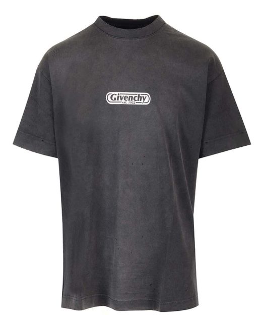 Givenchy Distressed Logo print Cotton jersey T shirt in Black for Men Lyst