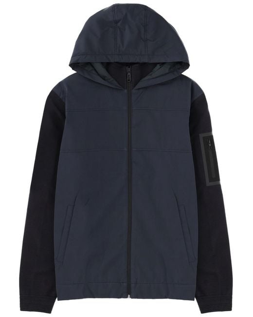 Boss Blue Hooded Jacket Viscose Polyester for men