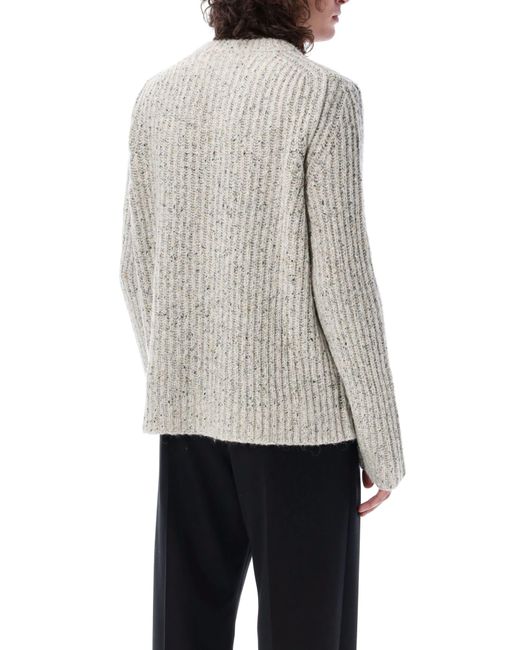 Jil Sander Gray Cable Knit Sweater for men