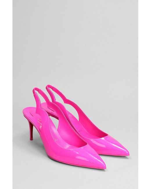 Christian Louboutin Pink Hot Chick Sling Pumps In Patent Leather