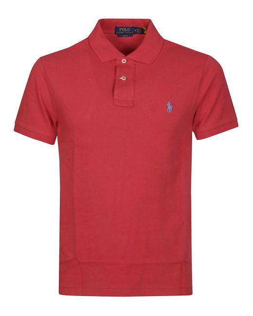 Ralph Lauren Red Short Sleeve Slim Fit Polo Shirt for men