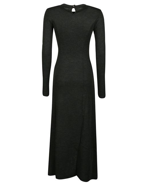 Rabanne Black Gathered Asymmetric Midi Dress
