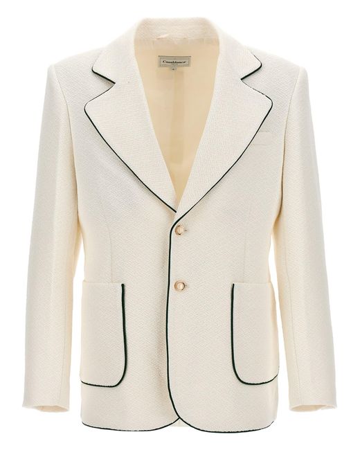 Casablancabrand Tennis Singlebreasted Blazer in Natural for Men Lyst