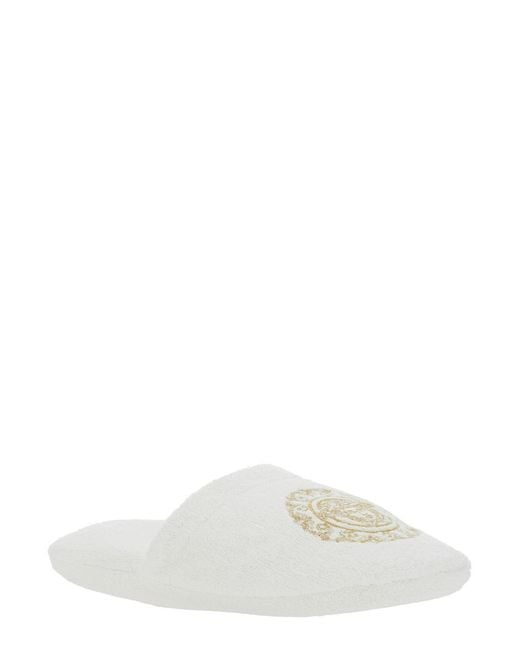 Versace White Slippers Tech Fabric