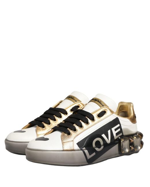 Dolce & Gabbana Multicolor Crystal Studdedlove Sneakers Shoes