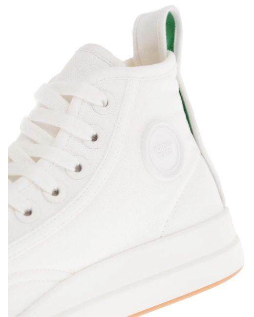 Bottega Veneta White Vulcan Canvas High-Top Sneakers Shoes