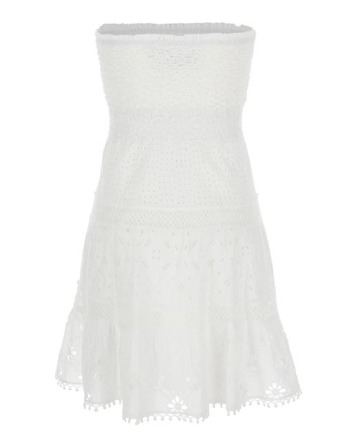 Temptation Positano White Short Embroidered Dress