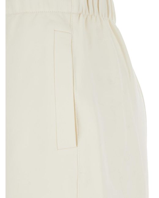 Max Mara White Cotton And Silk Blend Pants Trousers