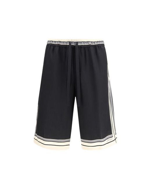 Dolce & Gabbana Black Silk Bermuda Shorts for men