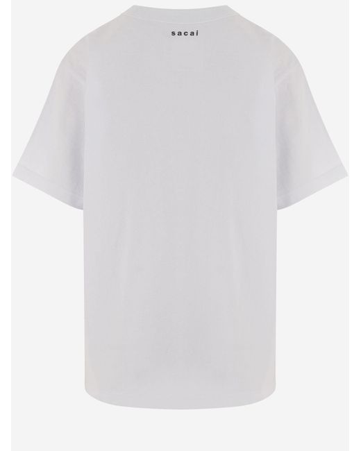 Sacai White T-Shirt Printed Cotton T-Shirts & Jerseys