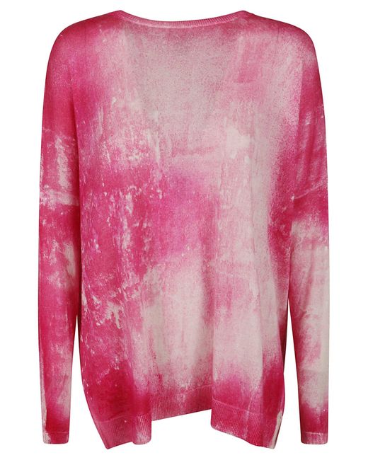 Avant Toi Pink Side Slit Tie-Dye Sweater