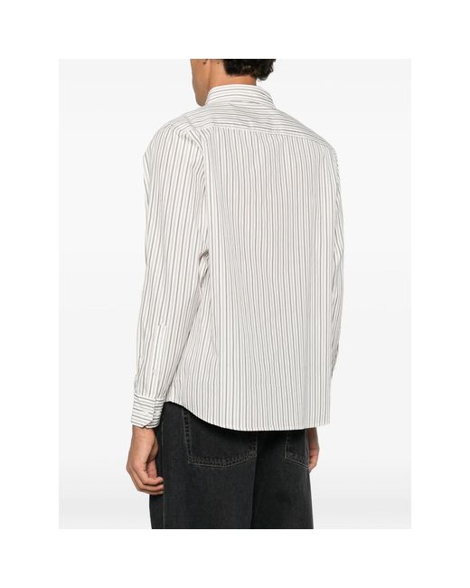 Kidsuper White Embroidered Face Striped Cotton Shirt for men
