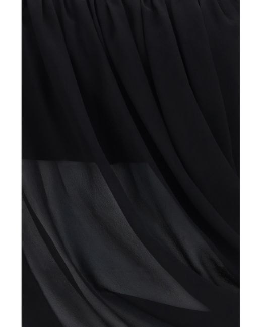Francesco Murano Black Sheer Draped Top Silk