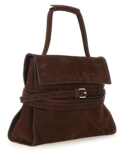 Moschino Brown Tie Me Medium Bag Calf Leather Shoulder