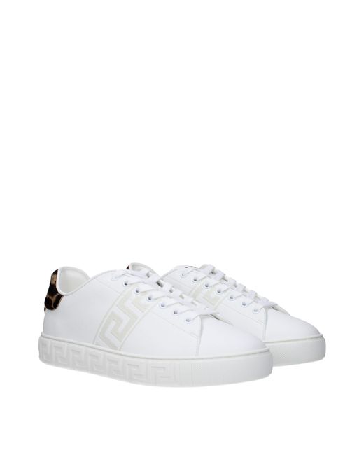Versace White Leather Sneakers for men
