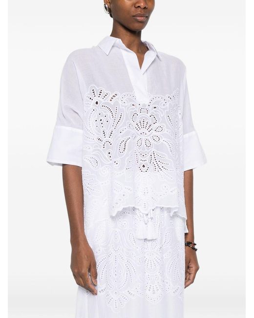 ERMANNO FIRENZE White Embroidered Cotton Shirt