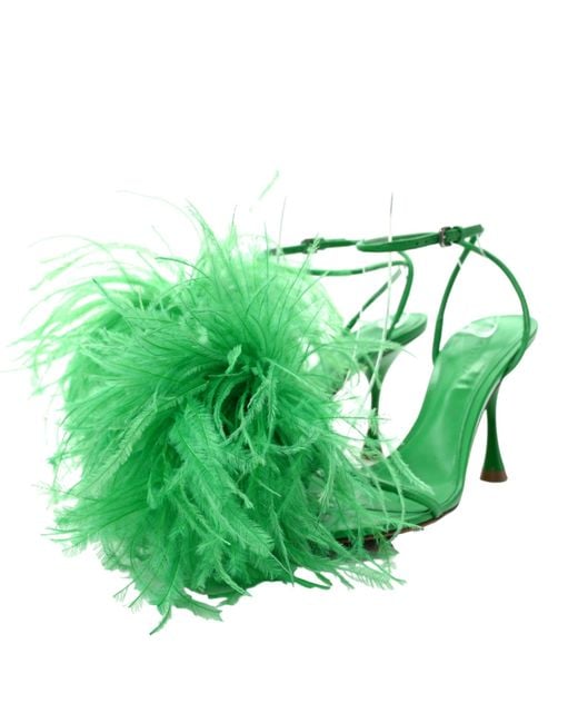 Bottega Veneta Green Feather Dot Sandals