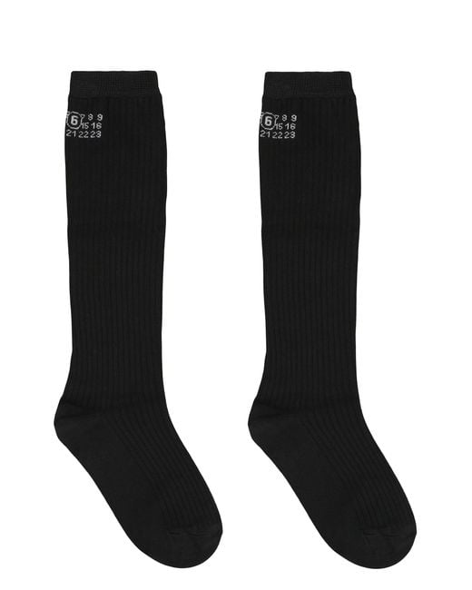 MM6 by Maison Martin Margiela Black Viscose-Blend Socks
