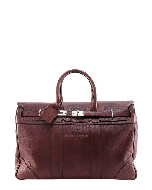 Brunello Cucinelli Leather Stitched Profile Travel Bags in Purple for ...