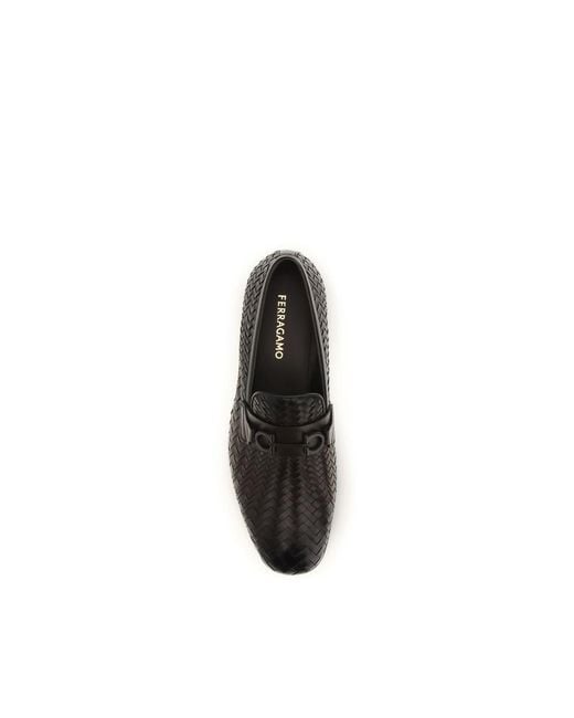 Ferragamo Black Brown Calf Leather Bos Taurus Slip for men