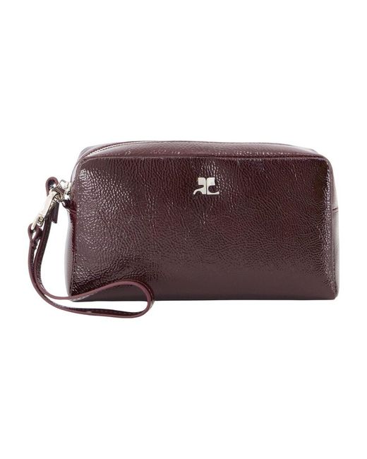Courreges Brown Courreges Pebbled Leather Wristlet Wallet