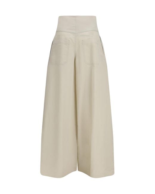 Brunello Cucinelli White Palazzo Pants Cotton; Copper