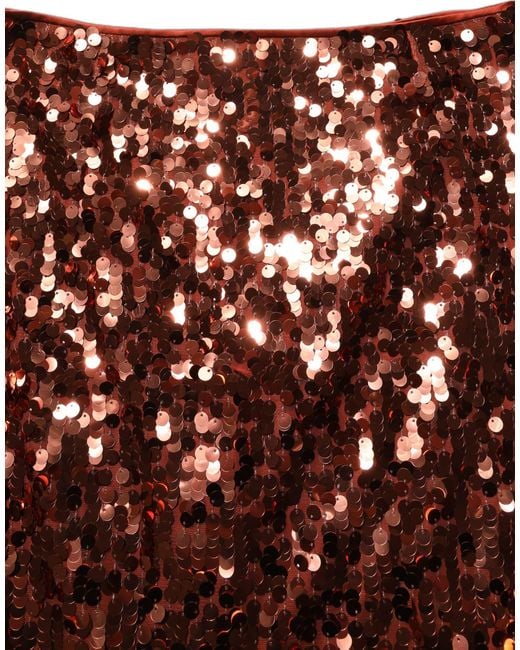 Dolce & Gabbana Red Sequin Highwaist Pencilcut Midi Skirt Nylon