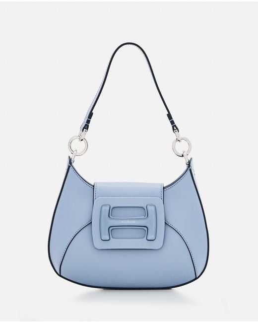 Hogan Blue Mini H Plexi Leather Hobo Bag