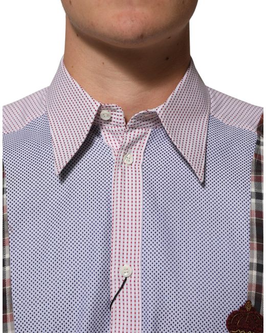 Dolce & Gabbana Cotton Collared Checkered Shirt for men