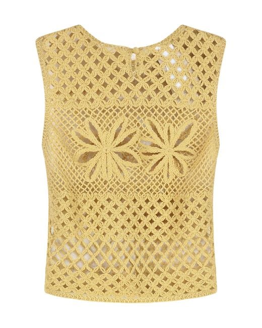Pinko Yellow Gonzano Sleeveless Top Viscose Tops