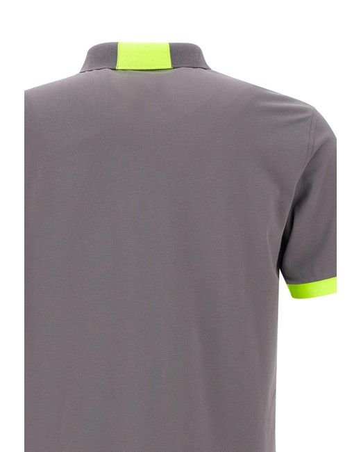 Sun 68 Gray Fluo Logo Cotton Polo Shirt for men