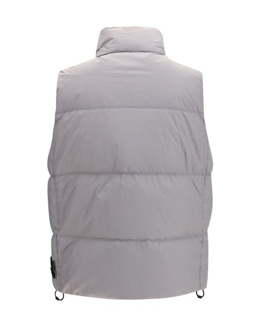 Stone Island Gray Crinkle Reps Ny Padded Vest Blazers E Vests for men