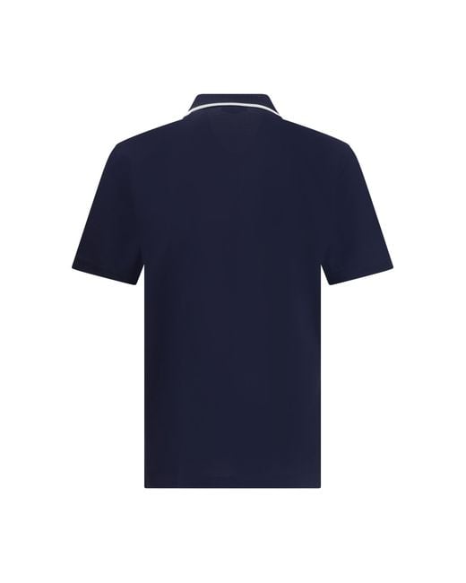 Ferragamo Blue Cotton Zip Polo Shirts for men