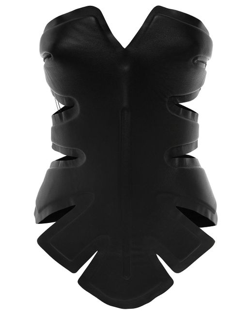 Dion Lee Black Padded Leaf Corset In Calf Leather Woman