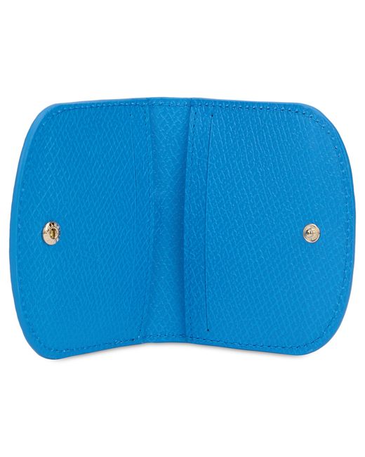 Longchamp Blue Leather Card Holder Cowhide Wallets & Purses