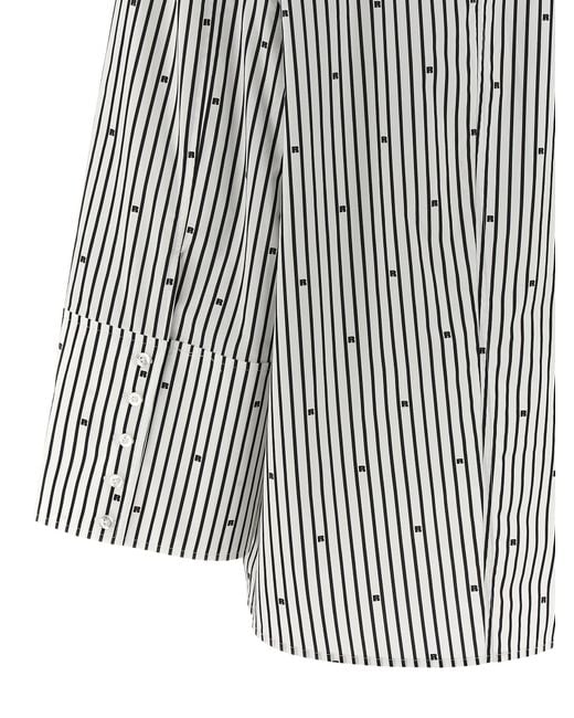 ROTATE BIRGER CHRISTENSEN Gray Poplin Oversized Striped' Shirt